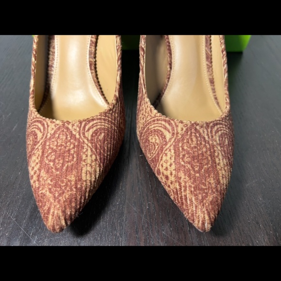 Sam Edelman Hazel Pointed Toe Pump Heels Shoes Brown Paisley Fabric Size 9.5 - Picture 5 of 16